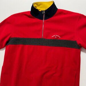 Tommy Hilfiger Sweater Vintage Y2K 1/4 Zip Fleece Pullover Red Men's size XL